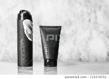 Black Bottles with Elegant Water Drops Perfectly Designed for shaving Products 118154552