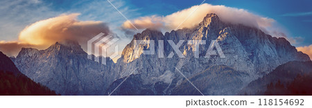 Triglav mountain peak at sunrise 118154692