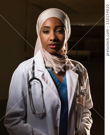 Portrait of a Woman Doctor in Lab Coat 118154810