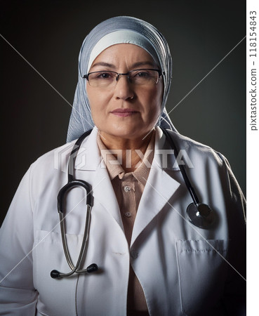 Portrait of a Woman Doctor in Lab Coat 118154843