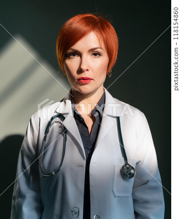 Portrait of a Woman Doctor in Lab Coat 118154860