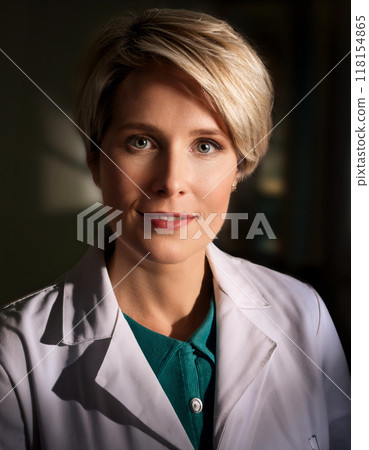 Portrait of a Woman Doctor in Lab Coat 118154865
