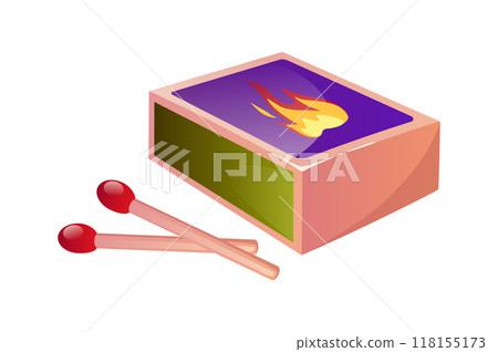 Matchbox with two matches vector illustration flat illustration isolated on white both objects are designed using modern vectors for a sharp clean look ideal for graphic design 118155173