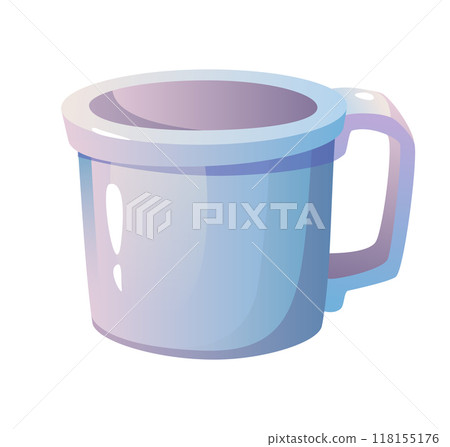 Blue and purple gradient cup flat vector illustration Kitchen tableware for drinks and beverages Perfect for home office and restaurant use 118155176