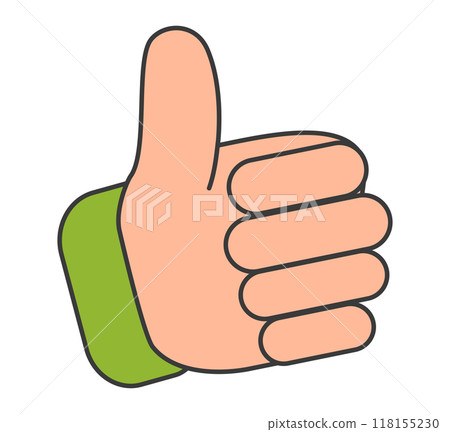 Thumbs up hand gesture vector illustration in flat style depicting approval or agreement often used in positive communication or feedback Thumbs up hand gesture vector illustration in flat style depicting approval or agreement often used in positive communication or feedback 118155230