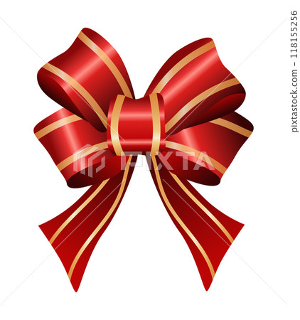 Red ribbon with gold stripes presented as a flat vector illustration ideal for holiday celebrations and festive events design Red ribbon with gold stripes presented as a flat vector illustration ideal for holiday celebrations and festive events design 118155256