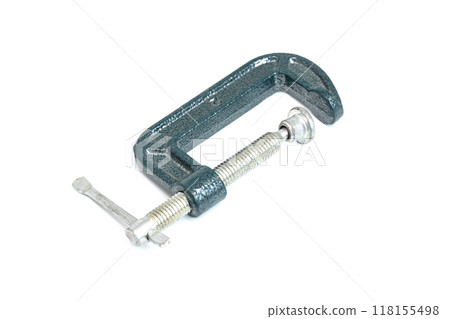 green c-clamp isolated on white background 118155498