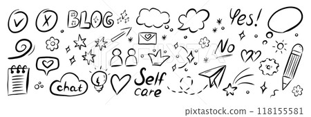 Explore Creative Doodle Elements to Enhance Your Blogging and SelfCare Themes Effortlessly Explore Creative Doodle Elements to Enhance Your Blogging and SelfCare Themes Effortlessly 118155581