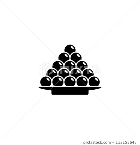 Elegant black vector icon illustrating caviar served on a plate 118155645