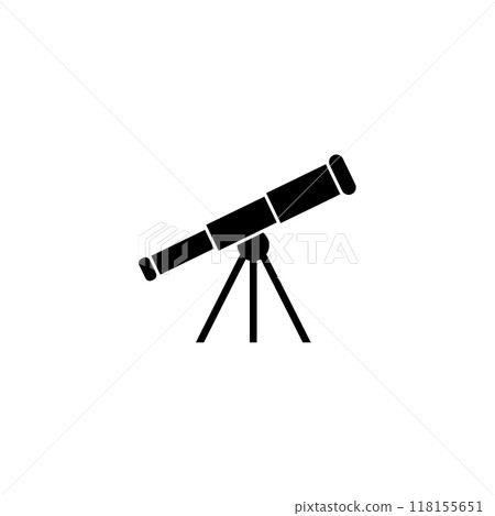 Black telescope vector icon for astronomy and space exploration 118155651