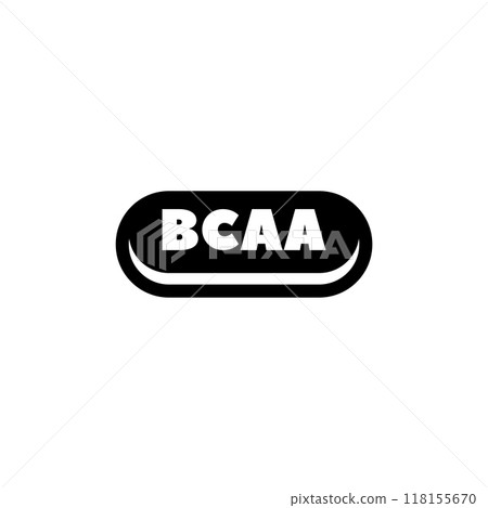 Black and white vector icon of a BCAA supplement pill, symbolizing fitness and health nutrition 118155670