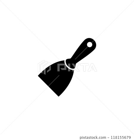 Modern black vector icon of a putty knife, symbolizing construction and repair 118155679