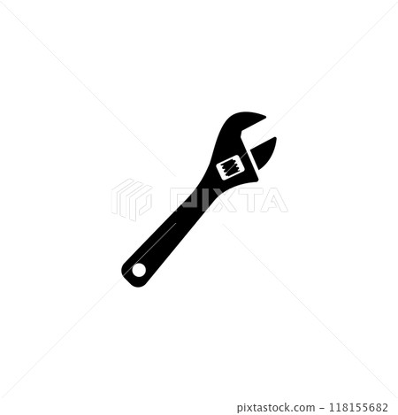 Modern, single-color adjustable wrench icon, perfect for various uses Modern, single-color adjustable wrench icon, perfect for various uses 118155682