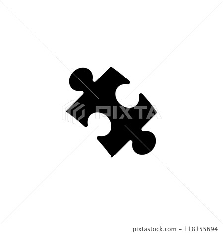 Single black puzzle piece icon, perfect for games, problem-solving, and strategy-related designs 118155694
