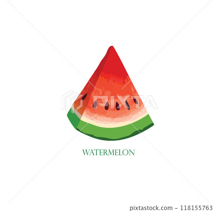 Watermelon cross section.  Fresh fruit juicy piece. Summer food icons in realistic style for your design 118155763
