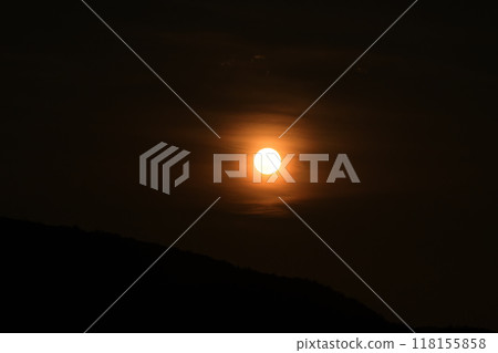 Summer full moon rising in Hakushu Town, Hokuto City Summer full moon rising in Hakushu Town, Hokuto City 118155858
