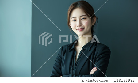 Professional Korean Businesswoman Posing with Confidence in Formal Attire for Corporate and Businessthemed Media and Marketing 118155982