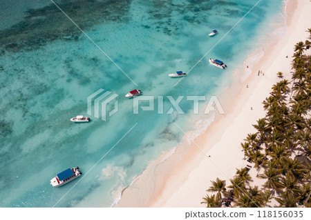 Tropical Caribbean beach from above, Dominican Republic 118156035