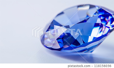 Exquisite CloseUp of Polished Tanzanite Gemstone with Crisp Facets and Vibrant Blue Hues 118156036
