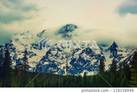 Mountain peaks near Morskie Oko Lake in Poland at Winter. Tatras range Mountain peaks near Morskie Oko Lake in Poland at Winter. Tatras range 118156048