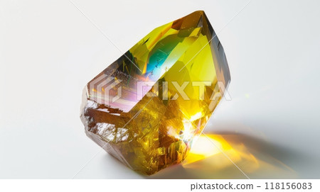 CloseUp Photograph of a Single Polished Sphene Gemstone for Print, Card, Poster Design 118156083