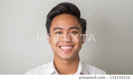 Smiling Young Filipino Man Portrait for Social Media, Marketing, and Branding 118156120