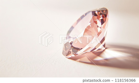 Exquisite CloseUp of a Polished Morganite Gemstone Reflecting Light, Perfect for Jewelry Design and Gemology Research 118156366