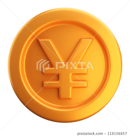 Gold yen coin 3d render Gold yen coin 3d render 118156857