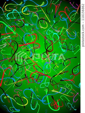 Many fishing hook on a green background. Abstract illustration. Colorful and varied fishing hooks in abundance. Many fishing hook on a green background. Abstract illustration. Colorful and varied fishing hooks in abundance. 118156862