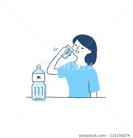 女人喝一杯水 118156874