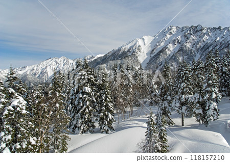A snowy world seen from the Shinhotaka Ropeway observation deck 118157210