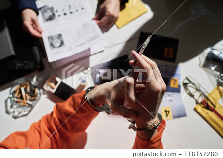 Investigating Scene with Evidence and Cigarette Investigating Scene with Evidence and Cigarette 118157280