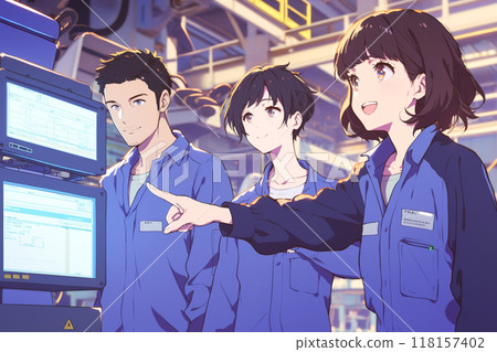 三位工程師,男女,在工廠檢查生產狀況_精密圖2 三位工程師,男女,在工廠檢查生產狀況_精密圖2 118157402