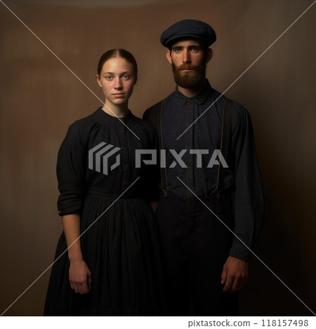 Portrayal of Amish people, traditional lifestyle, close bonds of community, rural simplicity, values of cultural richness, traditions of close-knit family friendly living group. village Country life Portrayal of Amish people, traditional lifestyle, close bonds of community, rural simplicity, values of cultural richness, traditions of close-knit family friendly living group. village Country life 118157498