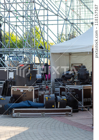 Box rack for transportation of concert equipment. 118157587