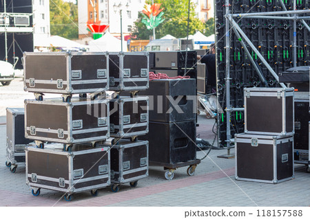 Stage equipment before the concert. 118157588