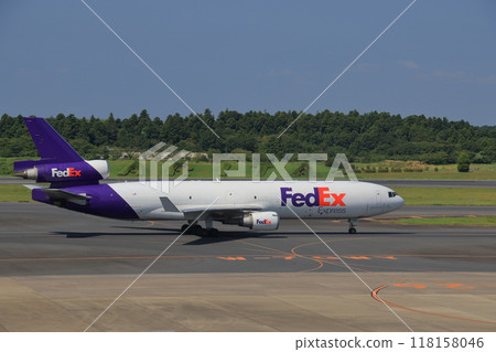 An international cargo plane heading for the runway, a scene from Narita Airport An international cargo plane heading for the runway, a scene from Narita Airport 118158046