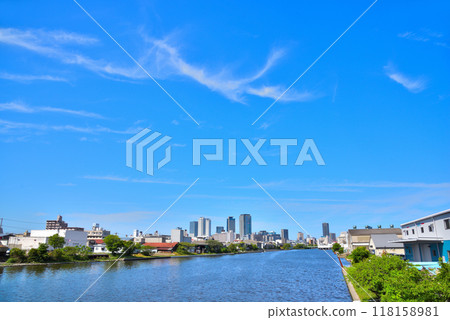<Aichi Prefecture> Nagoya cityscape: skyscrapers and Nakagawa Canal 118158981