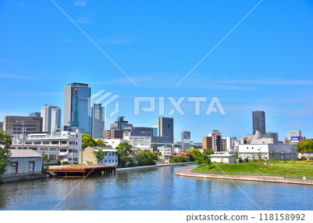 <Aichi Prefecture> Nagoya cityscape: skyscrapers and Nakagawa Canal 118158992