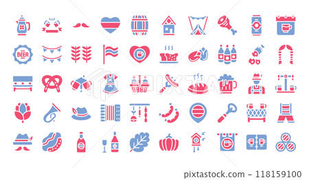 Oktoberfest icons set ,flat style.Vector illustration 118159100