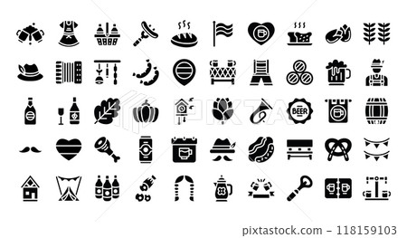 Oktoberfest icons set ,glyph style.Vector illustration Oktoberfest icons set ,glyph style.Vector illustration 118159103