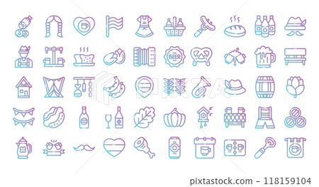 Oktoberfest icons set ,gradient outline style.Vector illustration 118159104