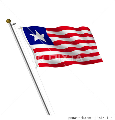 Liberia flagpole 3d illustration with clipping path Liberia flagpole 3d illustration with clipping path 118159122