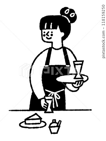 女服務生在咖啡館_2 端飲料 118159250