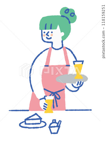 Cafe_color 的女服務生拿著飲料 118159251