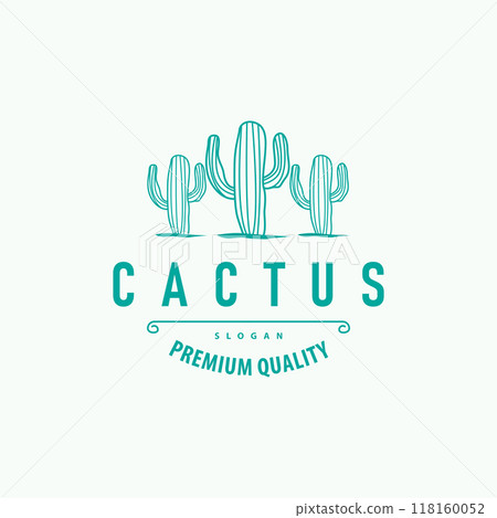 Cactus logo vector desert green plant design elegant style symbol Icon Illustration 118160052