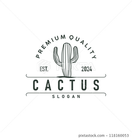 Cactus logo vector desert green plant design elegant style symbol Icon Illustration 118160053