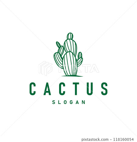 Cactus logo vector desert green plant design elegant style symbol Icon Illustration 118160054