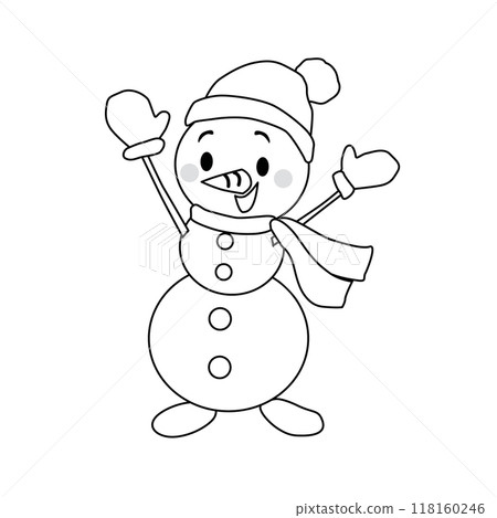 Cute snowman line drawing illustration Cute snowman line drawing illustration 118160246