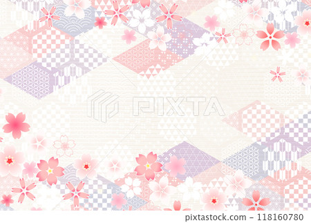 Japanese pattern cherry blossom New Year's card background Japanese pattern cherry blossom New Year's card background 118160780